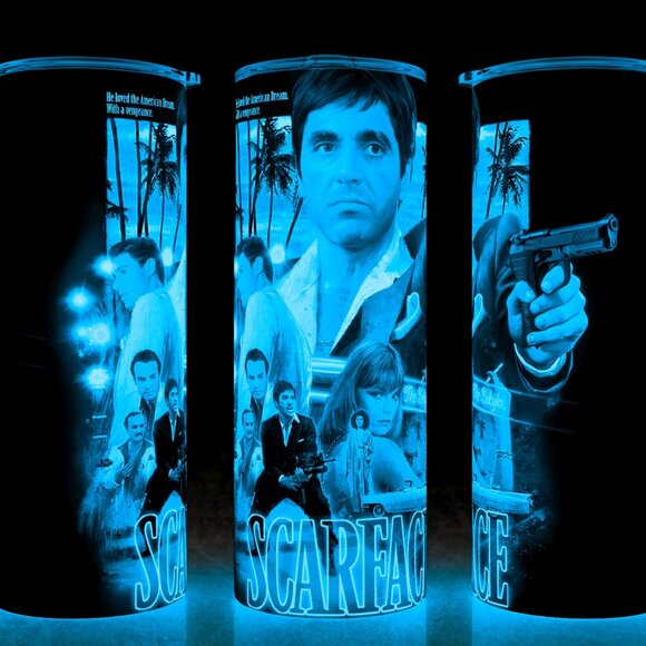 Glow in the Dark Scarface 70s Tony Montana - Michelle Pfeiffer Cup Mug Tumbler - Picture 1 of 4